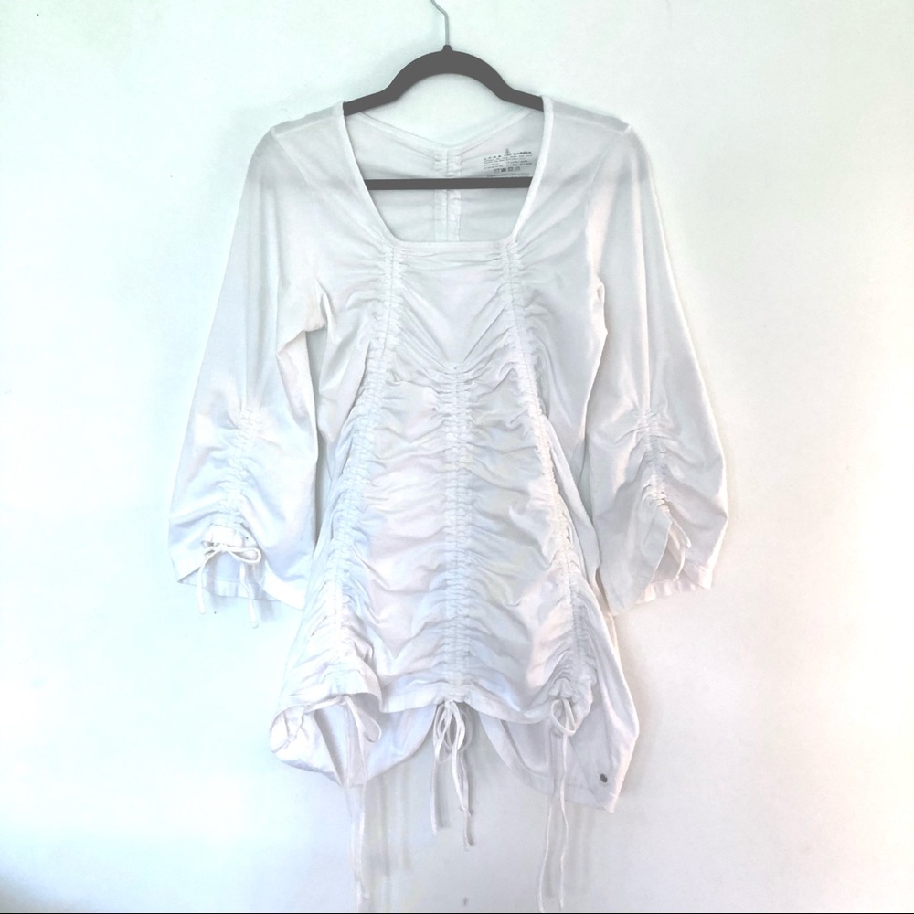 Neon Buddha white peasant top/dress drawstrings XS